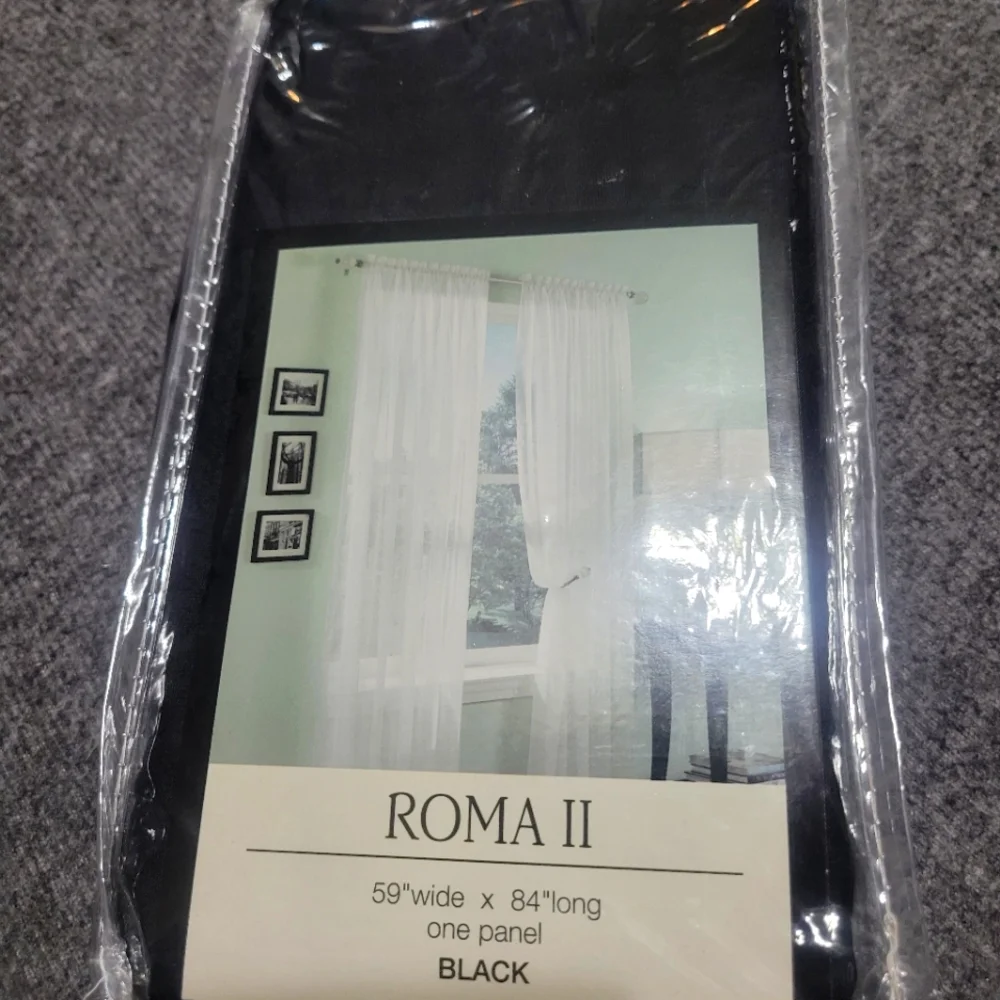 6 NEW Black Sheer Curtain Panels~Roman II~One Panel Each~6 Total~59x84 - Picture 1 of 7